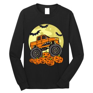 Monster Truck Halloween Moon Jack O Lantern Pumpkin Long Sleeve Shirt