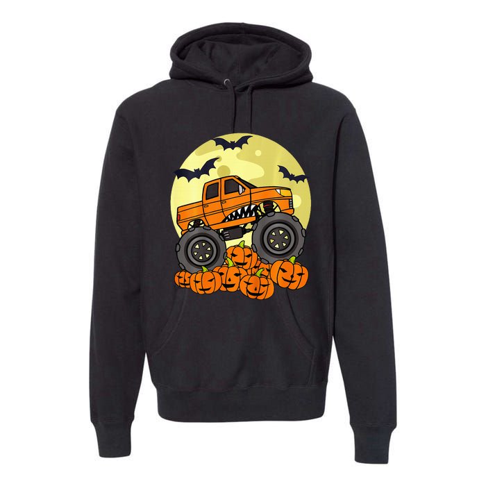 Monster Truck Halloween Moon Jack O Lantern Pumpkin Premium Hoodie