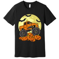 Monster Truck Halloween Moon Jack O Lantern Pumpkin Premium T-Shirt