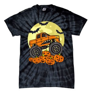 Monster Truck Halloween Moon Jack O Lantern Pumpkin Tie-Dye T-Shirt