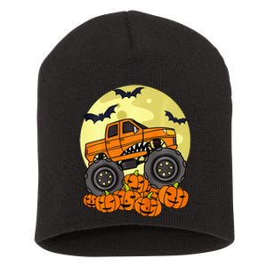 Monster Truck Halloween Moon Jack O Lantern Pumpkin Short Acrylic Beanie