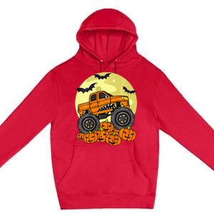 Monster Truck Halloween Moon Jack O Lantern Pumpkin Premium Pullover Hoodie