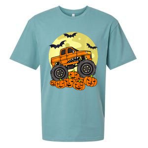 Monster Truck Halloween Moon Jack O Lantern Pumpkin Sueded Cloud Jersey T-Shirt