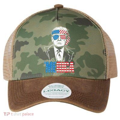 Merica Trump Happy 4th Of July Trump American Flag Legacy Tie Dye Trucker Hat