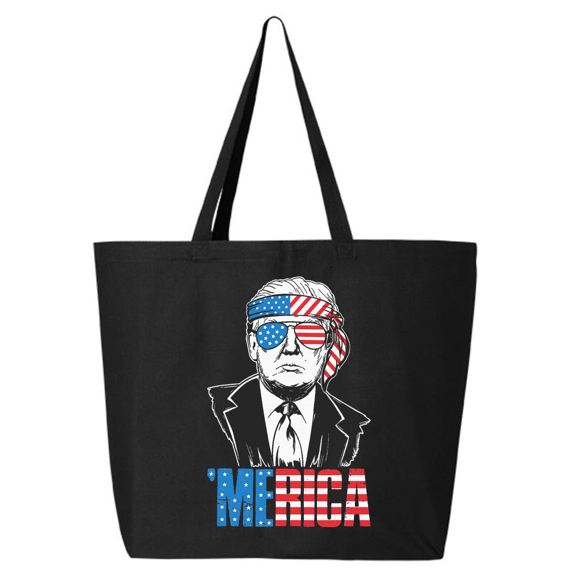 Merica Trump Happy 4th Of July Trump American Flag 25L Jumbo Tote