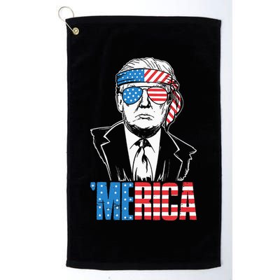 Merica Trump Happy 4th Of July Trump American Flag Golf Towel