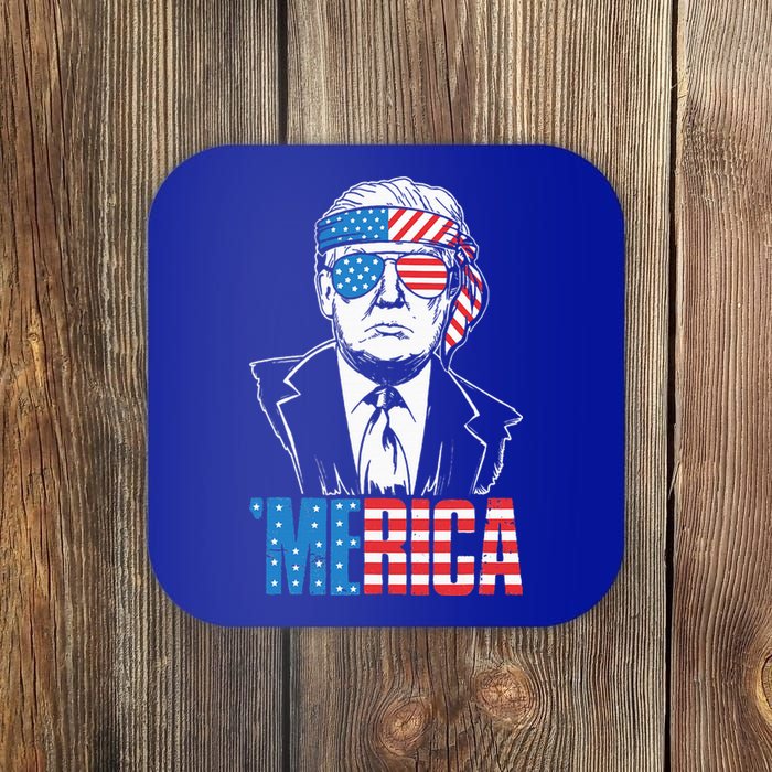 Merica Trump Happy 4th Of July Trump American Flag Coaster