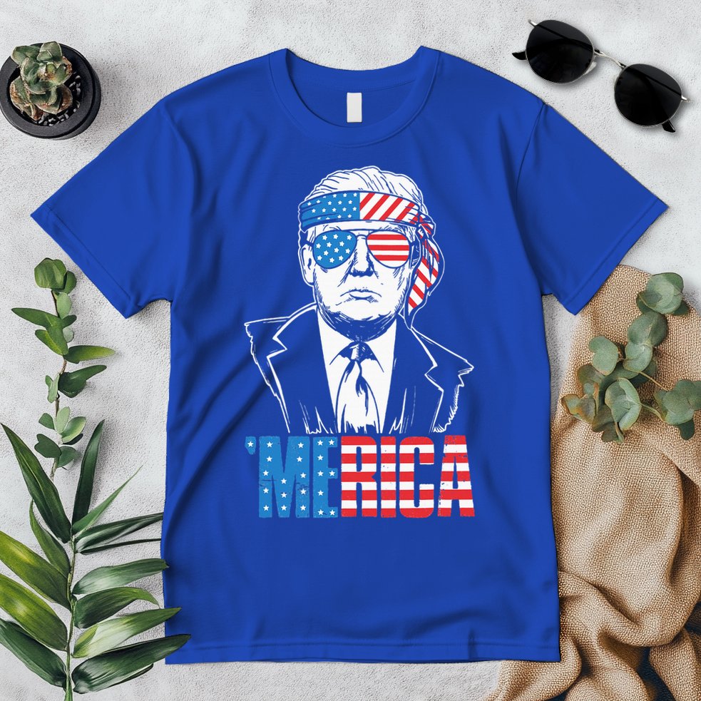 Merica Trump Happy 4th Of July Trump American Flag Premium T-Shirt