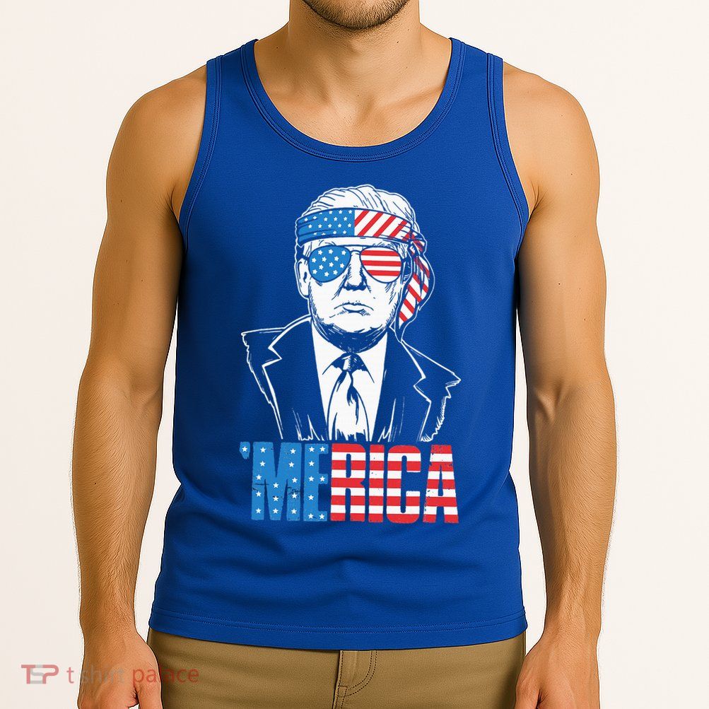 Merica Trump Happy 4th Of July Trump American Flag Tank Top