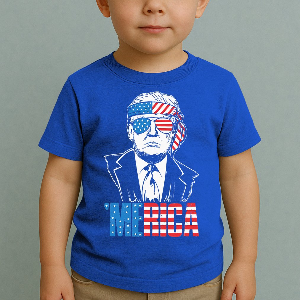 Merica Trump Happy 4th Of July Trump American Flag Toddler T-Shirt