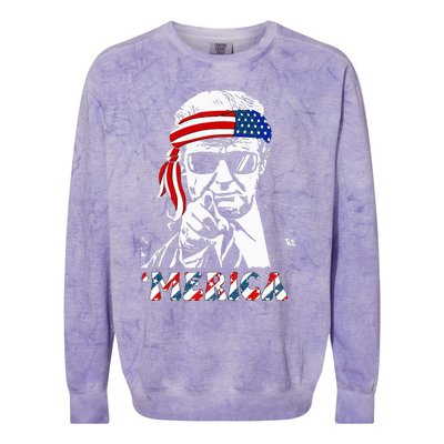 Merica Trump Happy 4th Of July Trump American Flag Colorblast Crewneck Sweatshirt