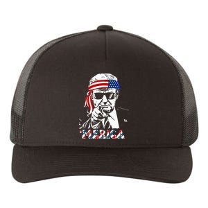 Merica Trump Happy 4th Of July Trump American Flag Yupoong Adult 5-Panel Trucker Hat