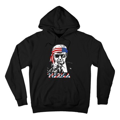 Merica Trump Happy 4th Of July Trump American Flag Hoodie