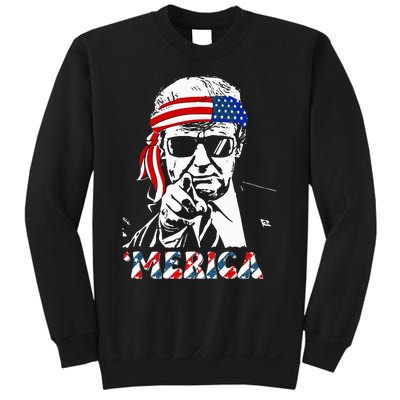 Merica Trump Happy 4th Of July Trump American Flag Sweatshirt