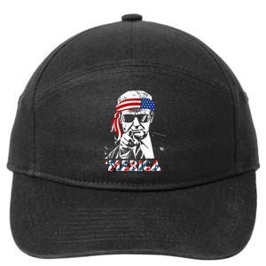 Merica Trump Happy 4th Of July Trump American Flag 7-Panel Snapback Hat