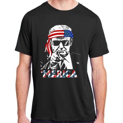 Merica Trump Happy 4th Of July Trump American Flag Adult ChromaSoft Performance T-Shirt