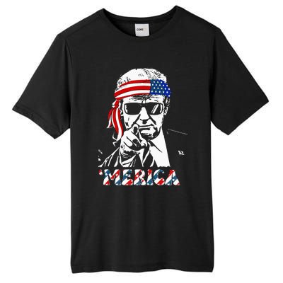 Merica Trump Happy 4th Of July Trump American Flag Tall Fusion ChromaSoft Performance T-Shirt