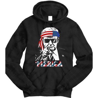 Merica Trump Happy 4th Of July Trump American Flag Tie Dye Hoodie