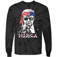 Merica Trump Happy 4th Of July Trump American Flag Tie-Dye Long Sleeve Shirt