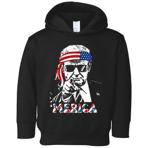 Merica Trump Happy 4th Of July Trump American Flag Toddler Hoodie