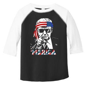 Merica Trump Happy 4th Of July Trump American Flag Toddler Fine Jersey T-Shirt