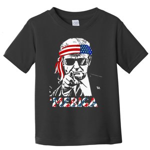 Merica Trump Happy 4th Of July Trump American Flag Toddler T-Shirt