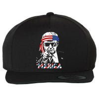 Merica Trump Happy 4th Of July Trump American Flag Wool Snapback Cap