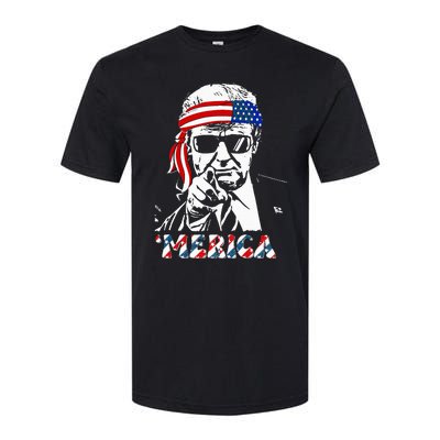 Merica Trump Happy 4th Of July Trump American Flag Softstyle CVC T-Shirt