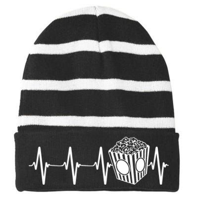 Movie Theater Heartbeat Movie Cinema Lover Striped Beanie with Solid Band