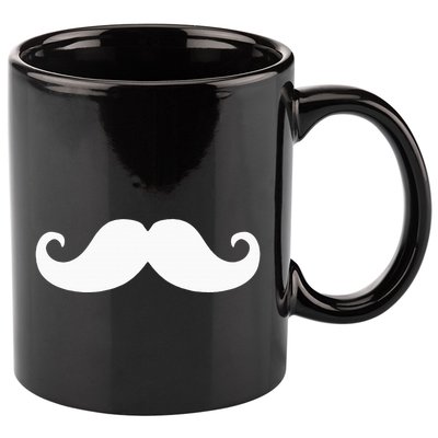 Mustache Trendy Hipster Funny Handlebar Mustache 11oz C Handle Ceramic Mug