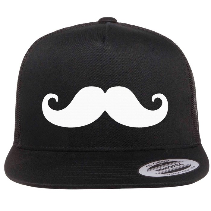 Mustache Trendy Hipster Funny Handlebar Mustache Flat Bill Trucker Hat