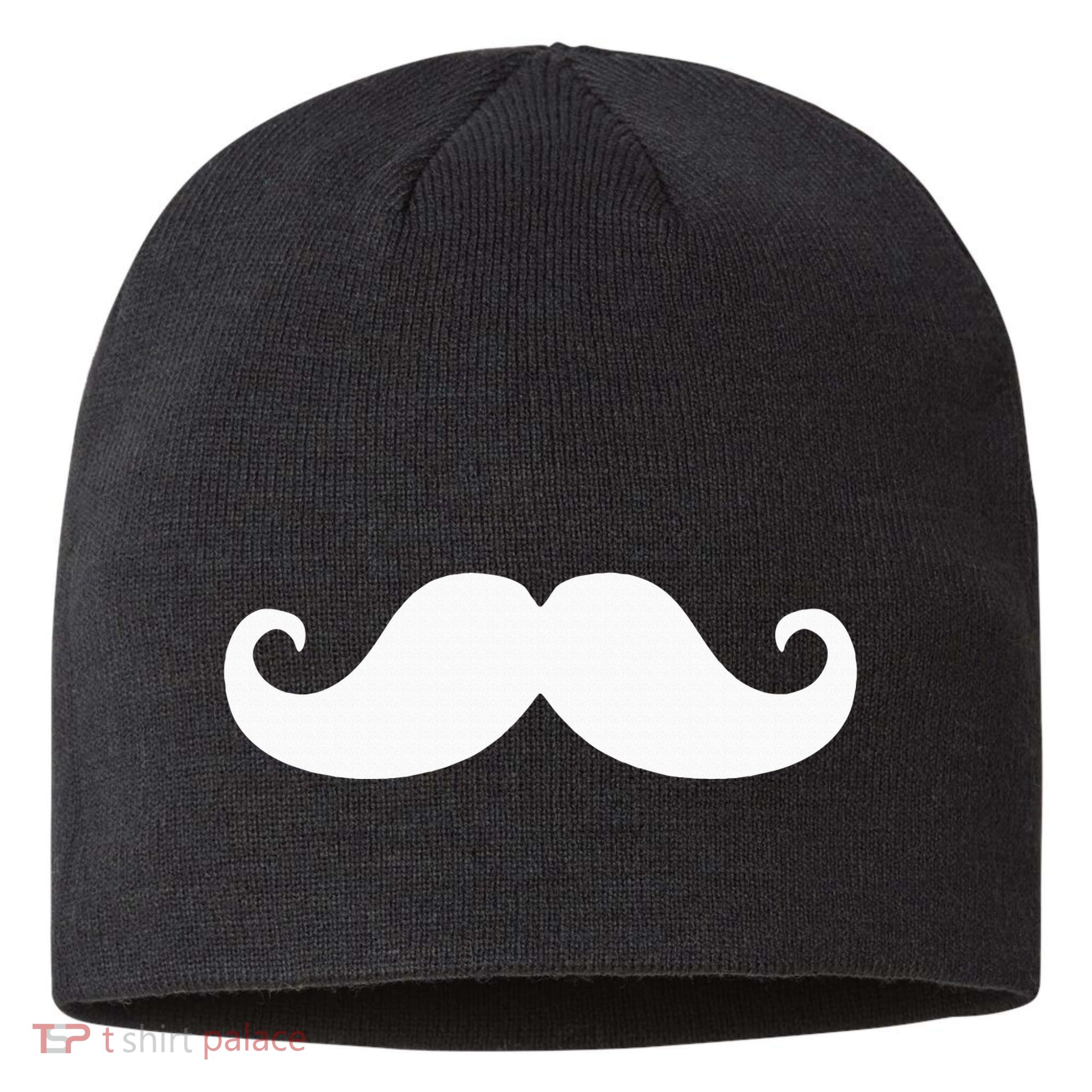 Mustache Trendy Hipster Funny Handlebar Mustache Sustainable Beanie