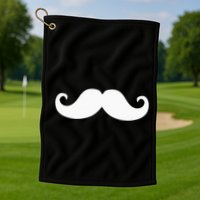 Mustache Trendy Hipster Funny Handlebar Mustache Golf Towel
