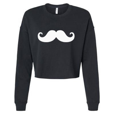 Mustache Trendy Hipster Funny Handlebar Mustache Cropped Pullover Crew
