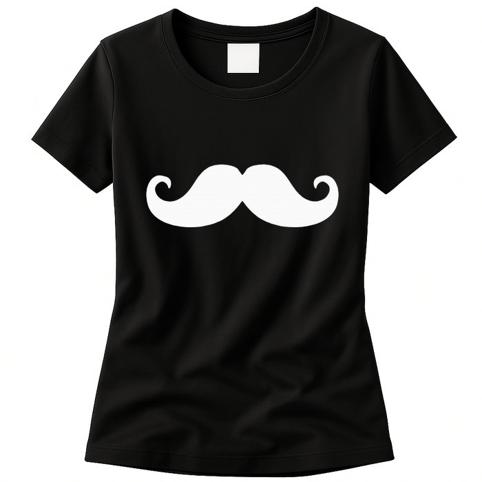 Mustache Trendy Hipster Funny Handlebar Mustache Womens T-Shirt