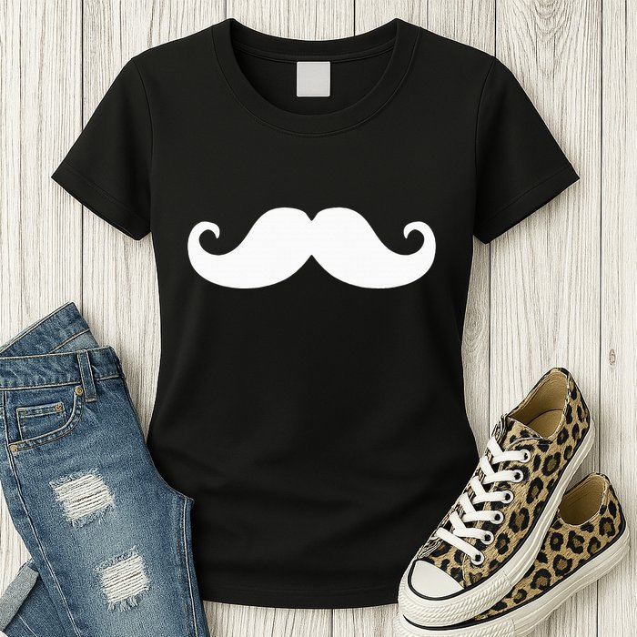 Mustache Trendy Hipster Funny Handlebar Mustache Womens T-Shirt
