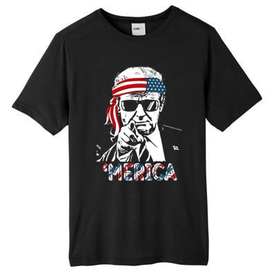 Merica Trump Happy 4th Of July Trump American Flag Meaningful Gift Tall Fusion ChromaSoft Performance T-Shirt