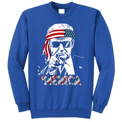 Merica Trump Happy 4th Of July Trump American Flag Meaningful Gift Sweatshirt