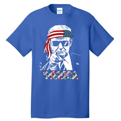 Merica Trump Happy 4th Of July Trump American Flag Meaningful Gift Tall T-Shirt