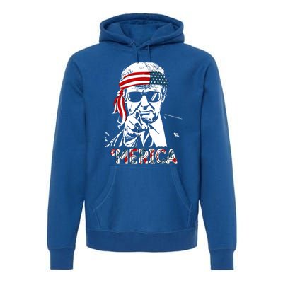 Merica Trump Happy 4th Of July Trump American Flag Meaningful Gift Premium Hoodie