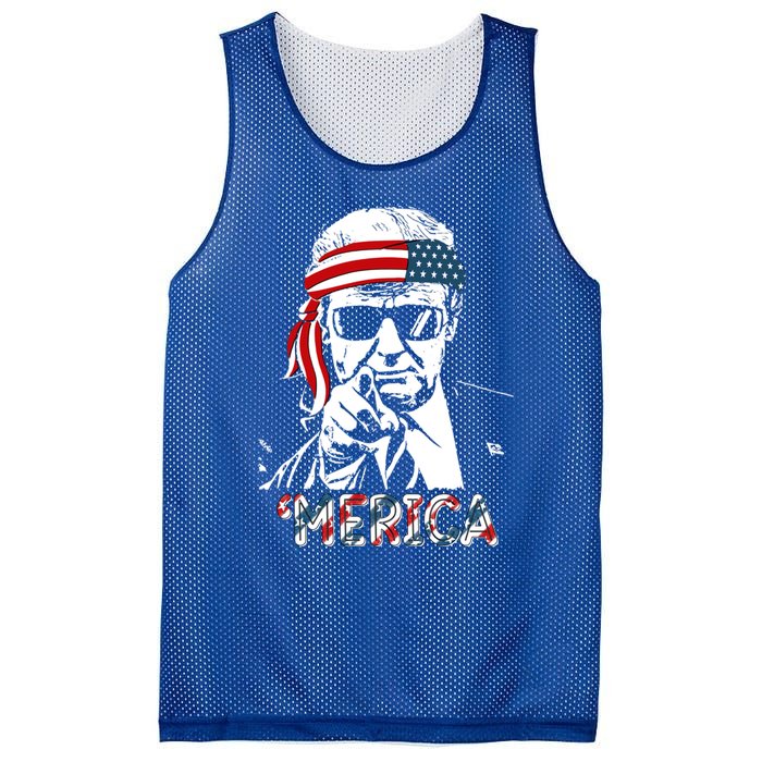 Merica Trump Happy 4th Of July Trump American Flag Meaningful Gift Mesh Reversible Basketball Jersey Tank