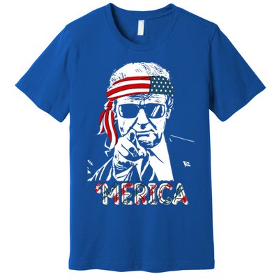 Merica Trump Happy 4th Of July Trump American Flag Meaningful Gift Premium T-Shirt