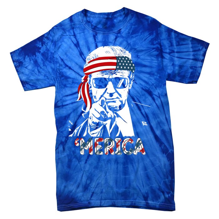 Merica Trump Happy 4th Of July Trump American Flag Meaningful Gift Tie-Dye T-Shirt