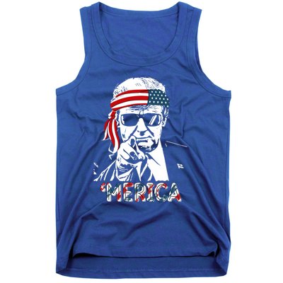 Merica Trump Happy 4th Of July Trump American Flag Meaningful Gift Tank Top