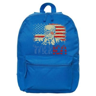 Merica Trump Happy 4th Of July Trump American Flag Cool Gift 16 in Basic Backpack