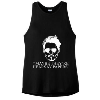 Maybe They're Hearsay Papers Funny Johnny Depp Ladies PosiCharge Tri-Blend Wicking Tank