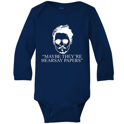 Maybe They're Hearsay Papers Funny Johnny Depp Baby Long Sleeve Bodysuit