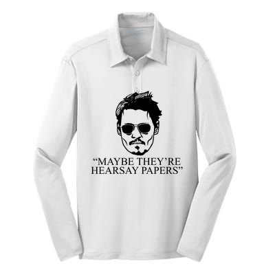 Maybe They're Hearsay Papers Funny Johnny Depp Silk Touch Performance Long Sleeve Polo