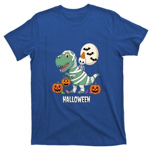 Mummy Trex Halloween Cute Dinosaur With Skeleton Friend Gift T-Shirt