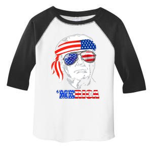 Merica Trump Happy 4th Of July Trump American Flag Cool Gift Toddler Fine Jersey T-Shirt